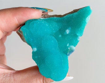 Blue aragonite with azurite and calcite rare crystal specimen