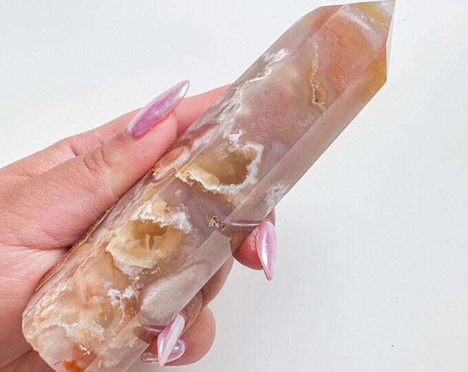 flower agate (PP) Crystal tower | flower agate crystal tower healing crystal home decor |crystal gift |unique home decor|