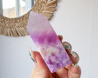 Fluorite crystal tower | Fuchsia fluorite |silk fluorite | pink fluorite | purple fluorite  crystal tower healing crystal home decoration