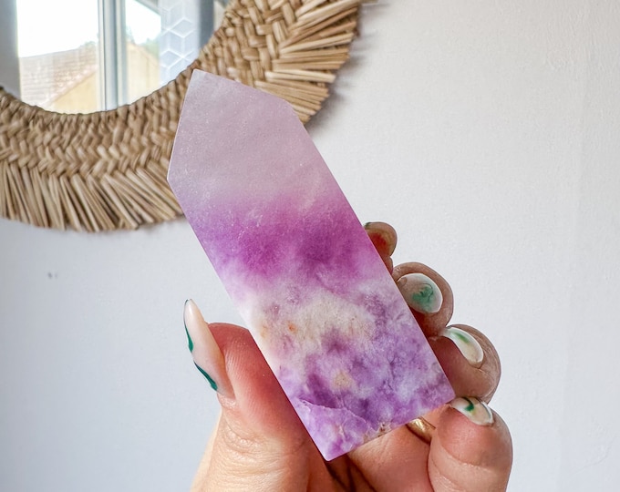 Fluorite crystal tower | Fuchsia fluorite |silk fluorite | pink fluorite | purple fluorite  crystal tower healing crystal home decoration