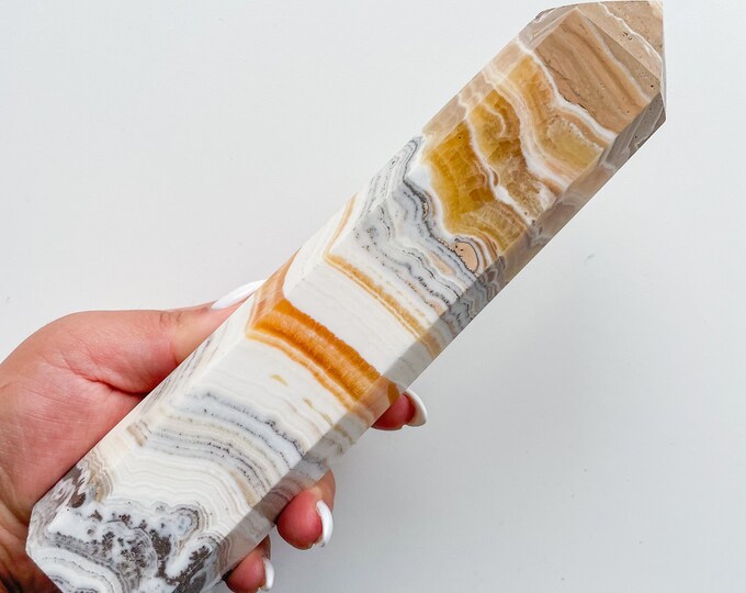 Dendritic orange calcite crystal point healing crystal home decoration meditation reiki practice