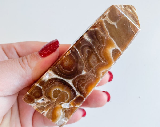 Chocolate  calcite crystal tower chunky crystal tower healing crystal healing journey home decoration