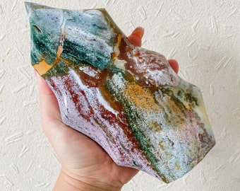 Ocean Jasper crystal flame healing crystal home decor
