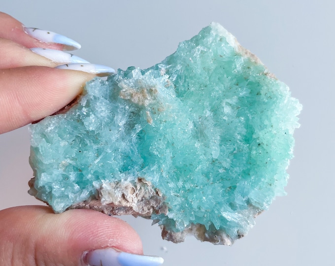 Blue aragonite with azurite and calcite rare crystal specimen