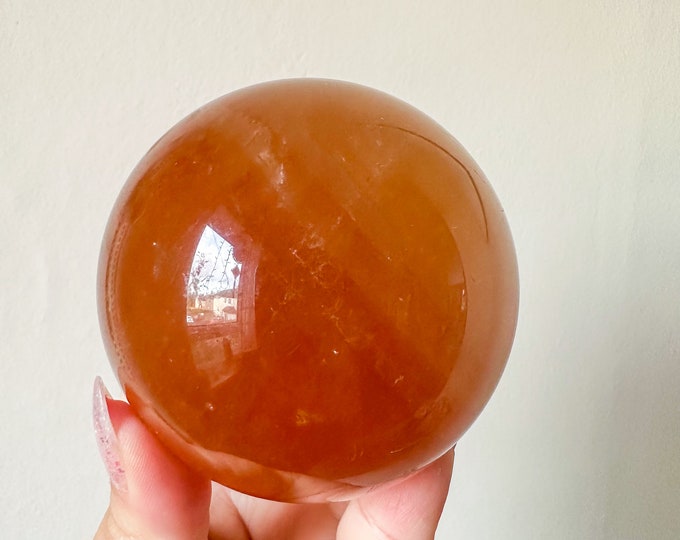 Honey calcite crystal sphere healing crystal home decor