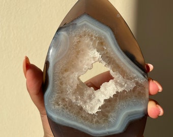 Smoky druzy agate Freeform natural crystal ornament home decoration