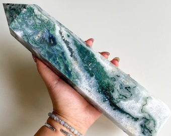 Moss agate crystal tower | moss agate home decoration | moss agate ornament | healing crystal | birthstone gifts| wedding anniversary gift