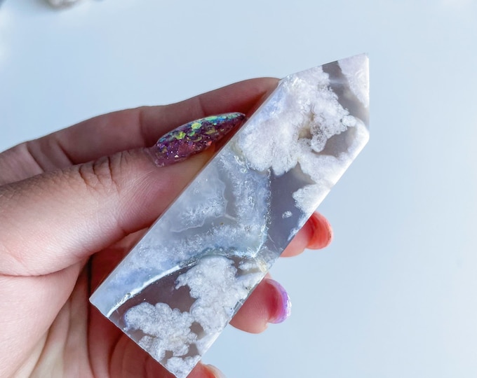Druzy flower agate geode Crystal tower pink flower agate crystal tower healing crystal home decor