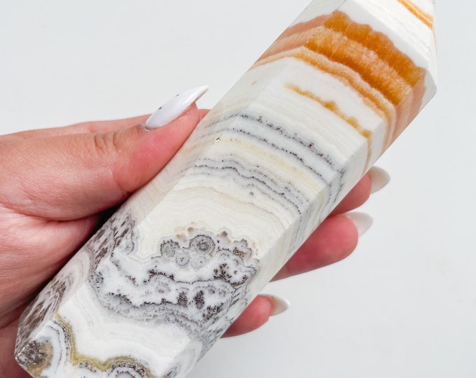 Dendritic orange calcite crystal point healing crystal home decoration meditation reiki practice