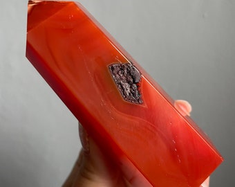 Carnelian crystal tower | Carnelian with hematite | carnelian stone healing crystal | birthstone gifts| wedding anniversary gift