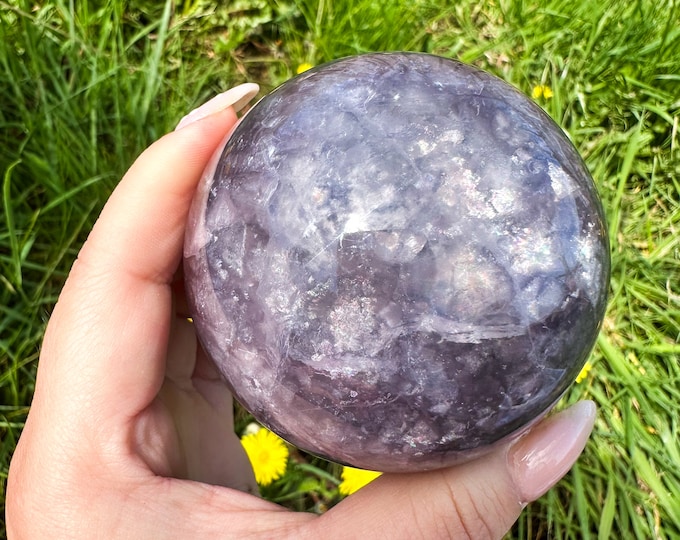 Extraordinary Galaxy fluorite | Purple with Mica crystal sphere | premium crystal sphere | healing crystal home decor