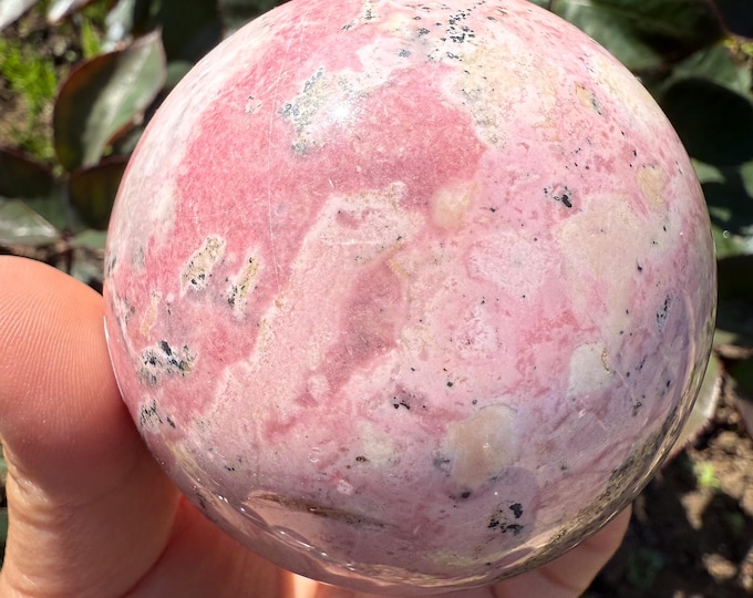 Peruvian Rhodochrosite with pyrite Sphere |pink crystal gift | pink crystal wellbeing home decoration | unique love birthday gift