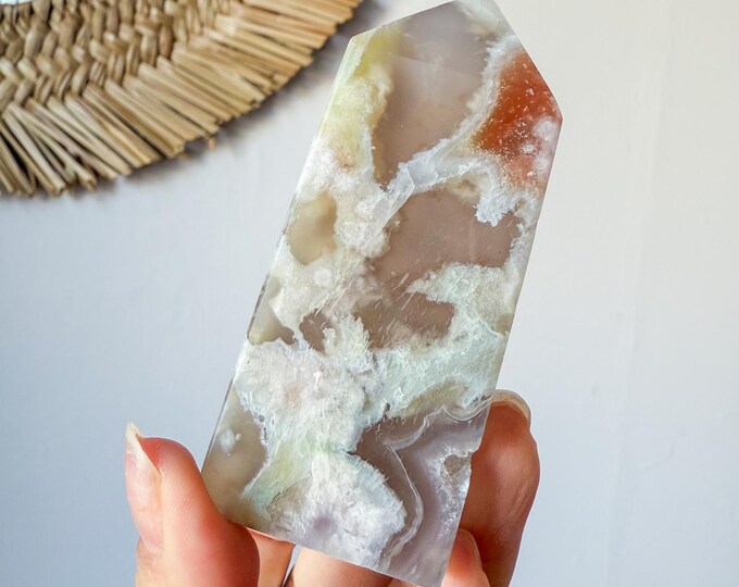 Flower agate geode Crystal tower (LY)  | High-quality flower agate crystal tower healing crystal home decor