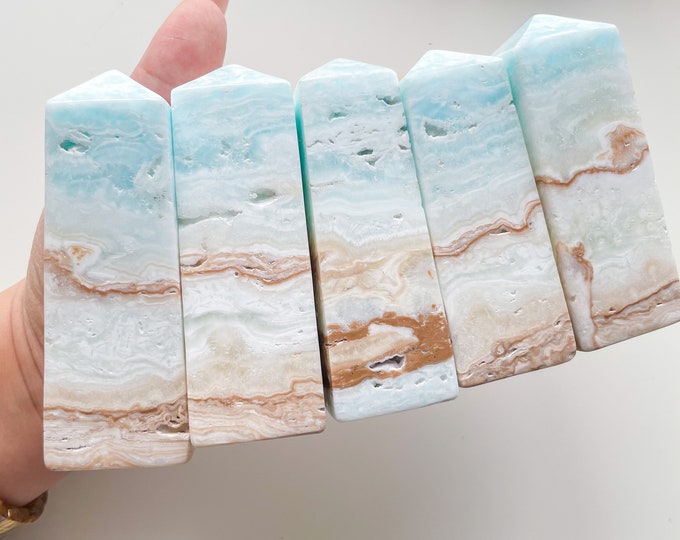 Caribbean blue calcite crystal tower small crystal tower healing crystal healing journey home decoration