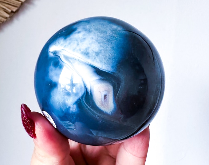 Orca Agate natural crystal sphere| unique crystal home decor| Tranquility home style | Earthy decor | Oceanic decor | unique gift idea