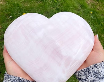 Huge Mangano calcite pink crystal heart | pink calcite XXL large crystal heart ornament healing crystal healing journey home decoration