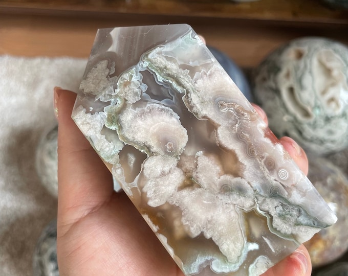 Druzy flower agate with carnelian Crystal tower carnelian flower agate crystal tower healing crystal home decor