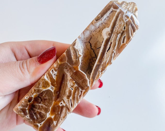 Chocolate  calcite crystal tower chunky crystal tower healing crystal healing journey home decoration
