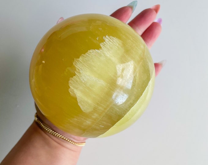 Lemon calcite Large crystal sphere healing crystal healing journey home decoration