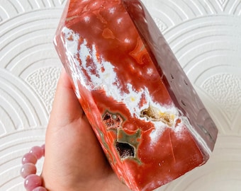 Ocean Jasper crystal flame healing crystal home decor