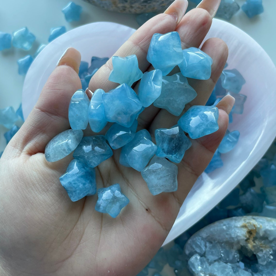 Aquamarine Crystal Star Premium Gem Quality Aquamarine Star Etsy