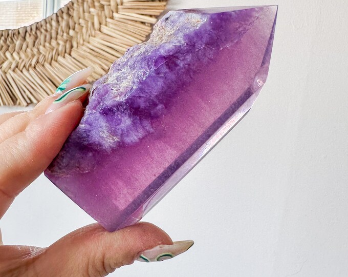 Fluorite crystal tower | Fuchsia fluorite |silk fluorite | pink fluorite | purple fluorite  crystal tower healing crystal home decoration
