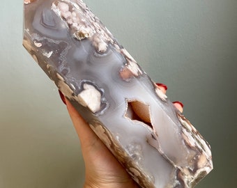 Flower agate crystal tower |cherry blossom agate home decoration | flower agate specimen | healing crystal | birthday gift|anniversary gift