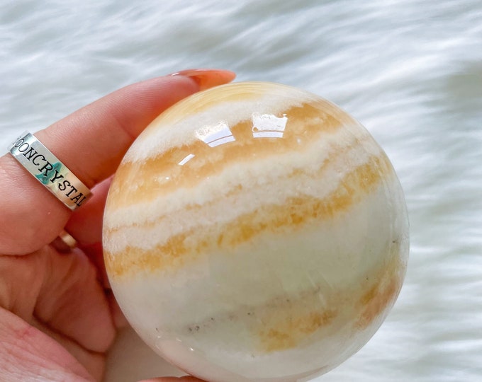 Premium Orange calcite crystal sphere healing crystal home decor |orange calcite sphere