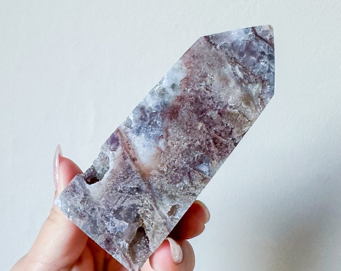 Matrix fluorite with quartz and calcite | rare fluorite crystal tower healing crystal