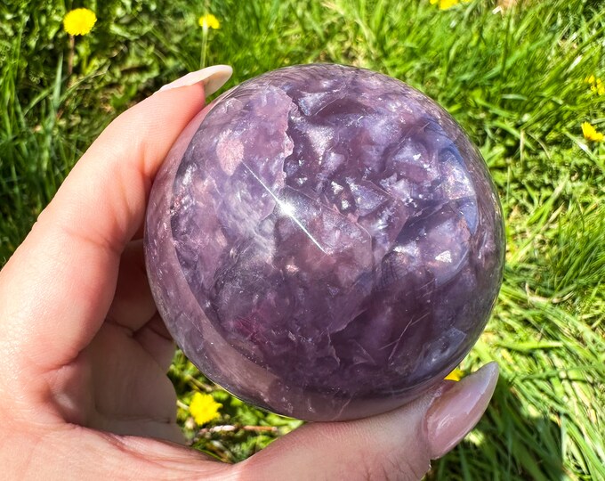 Extraordinary Galaxy fluorite | Purple with Mica crystal sphere | premium crystal sphere | healing crystal home decor