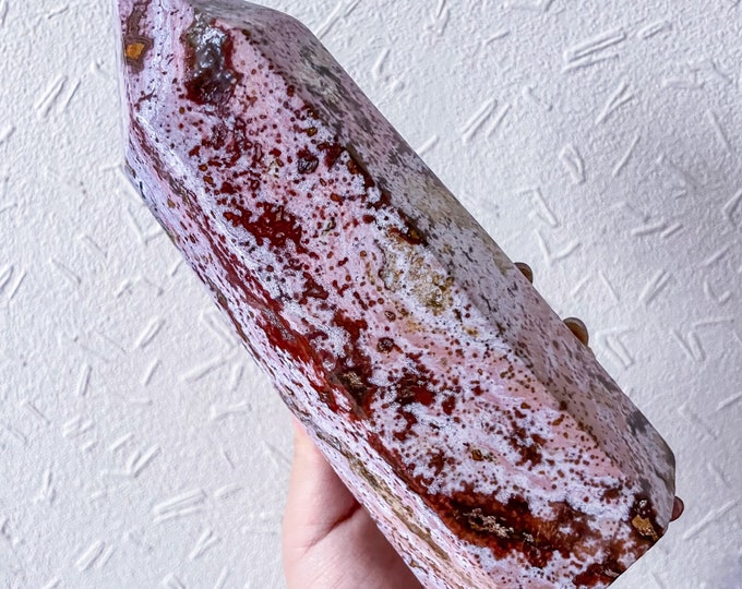 Pink Ocean Jasper crystal tower healing crystal home decor