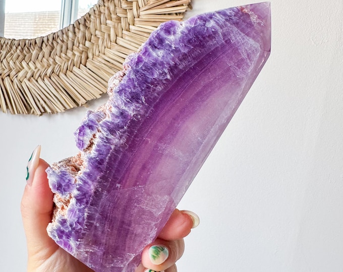 Fluorite crystal tower | Fuchsia fluorite |silk fluorite | pink fluorite | purple fluorite  crystal tower healing crystal home decoration