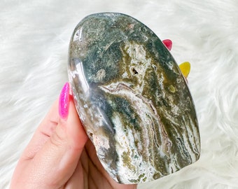 Ocean Jasper with Blue chalcedony crystal freeform healing crystal home decor