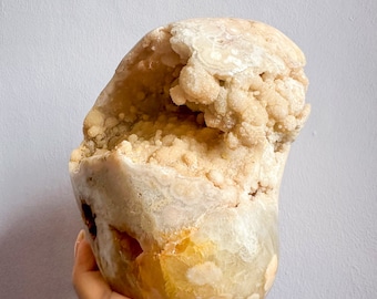 Stunning Golden Healer quartz with calcite in flower agate free form natural crystal ornament home decoration