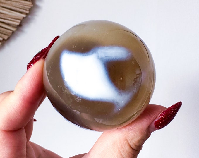 Orca Agate natural crystal sphere| unique crystal home decor| Tranquility home style | Earthy decor | Oceanic decor | unique gift idea