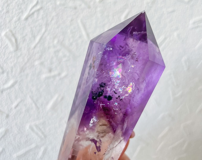 amethyst Crystal  tower Phantom ametrine crystal point ｜premium citrine amethyst crystal tower with rainbow healing crystal home decor