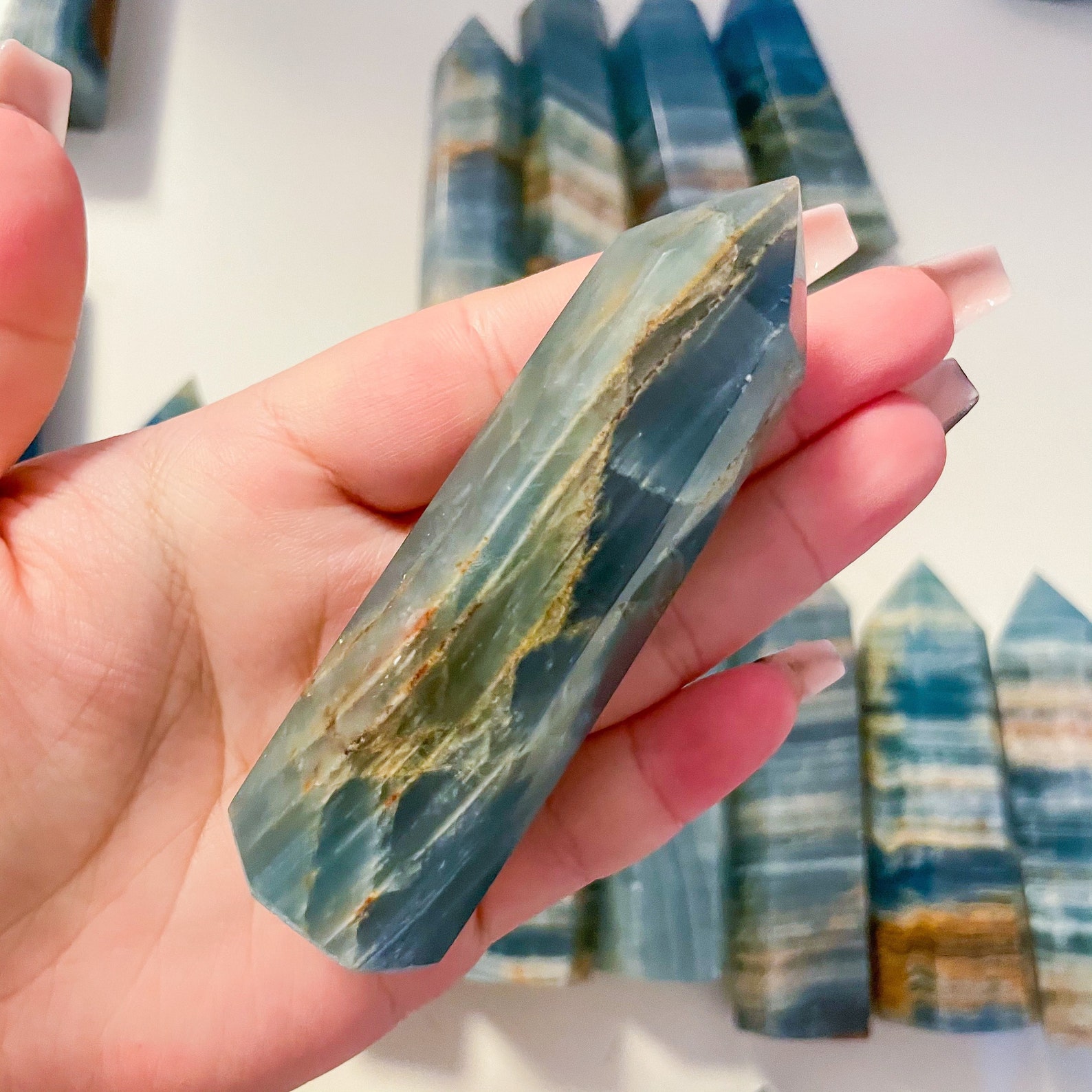 Blue onyx crystal tower medium crystal tower healing crystal Etsy