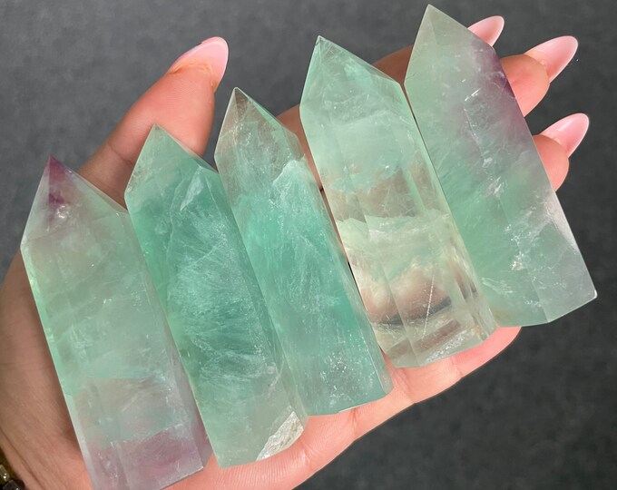 fluorite tower point healing crystal home decoration meditation reiki practice