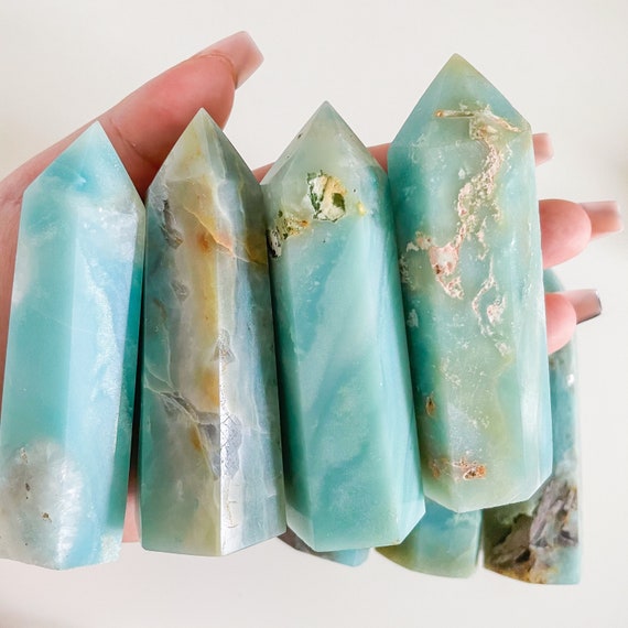 Amazonite Jade Crystal Tower Medium Crystal Tower Healing Etsy Ireland