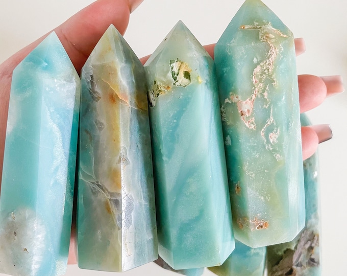 Amazonite jade crystal tower medium crystal tower healing crystal healing journey home decoration