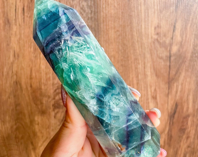 Fluorite crystal towers healing crystal home decoration | premium snowflake fluorite crystal tower