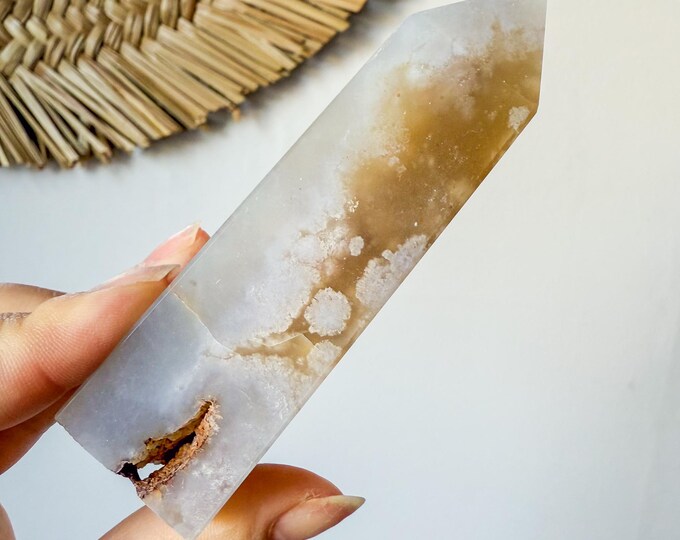 Flower agate geode Crystal tower (LY)  | High-quality flower agate crystal tower healing crystal home decor