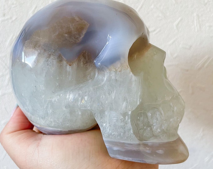 Druzy agate crystal skull