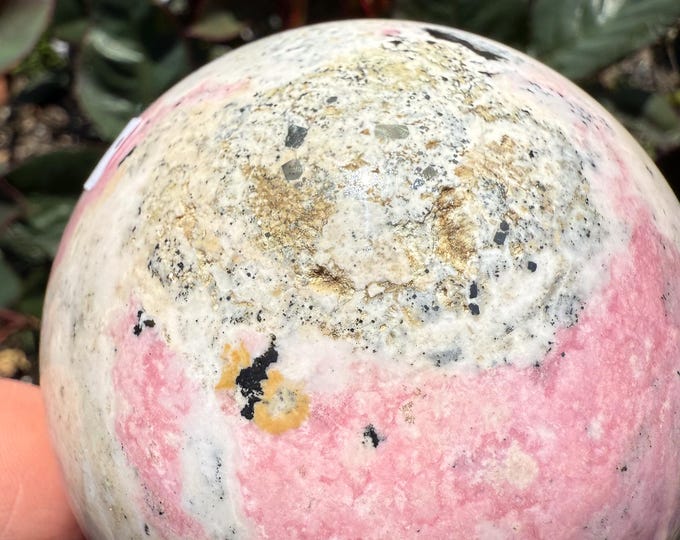 Peruvian Rhodochrosite with pyrite Sphere |pink crystal gift | pink crystal wellbeing home decoration | unique love birthday gift