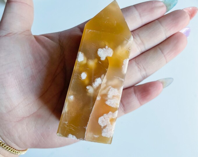 Druzy flower agate geode Crystal tower pink flower agate crystal tower healing crystal home decor