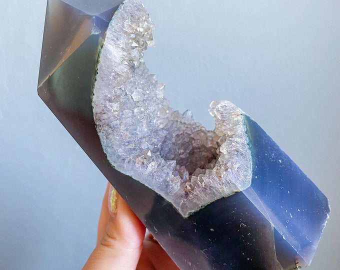 Amethyst druzy agate crystal tower healing crystal home decor