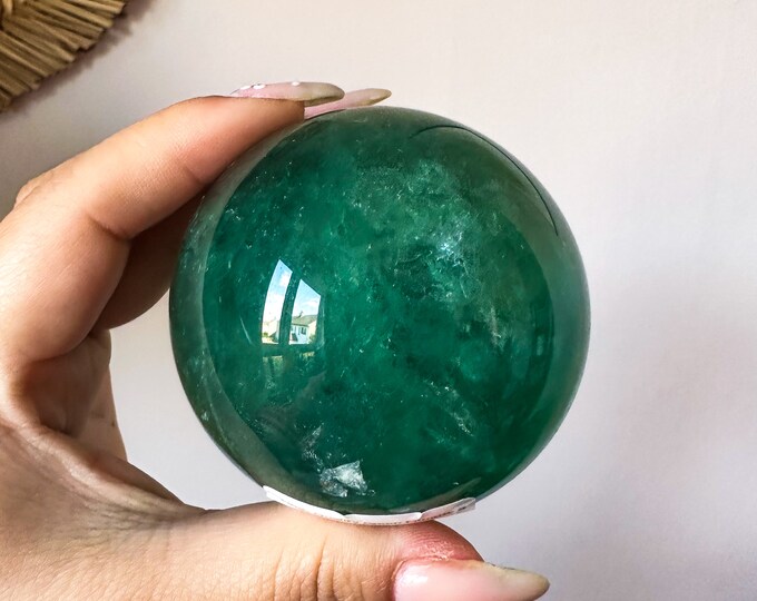 Green fluorite crystal sphere healing crystal home decor