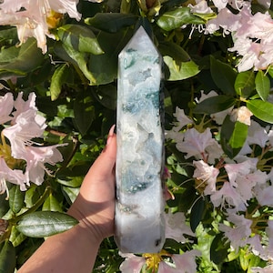 Moss agate crystal tower | moss agate home decoration | moss agate ornament | healing crystal | birthstone gifts| wedding anniversary gift