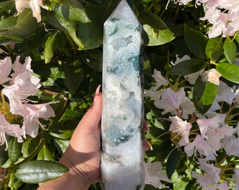 Moss agate crystal tower | moss agate home decoration | moss agate ornament | healing crystal | birthstone gifts| wedding anniversary gift