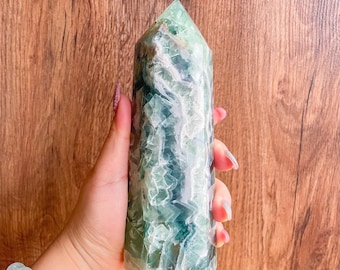 Fluorite crystal towers healing crystal home decoration | premium snowflake fluorite crystal tower